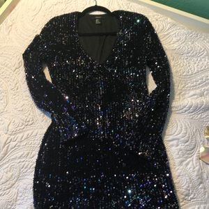 Sexy black sequin dress
